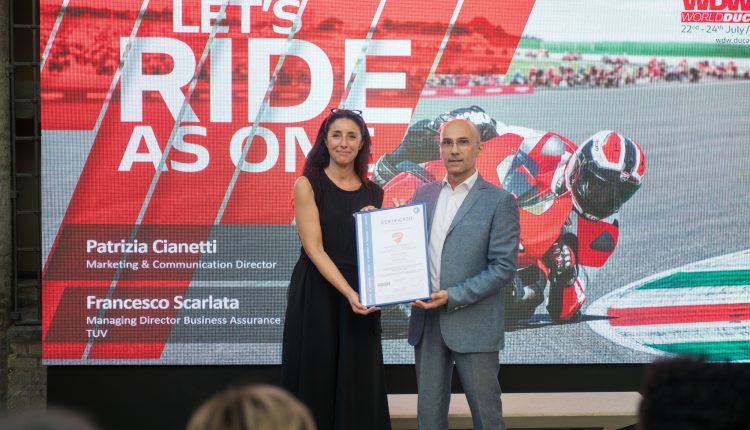 Ducati WDW Warm up Party Rimini P.Cianetti MarketingandCommunicationsDirectorDucati Francesco Scarlata  Managing Director Business Assurance Division TUV UC409768 High scaled